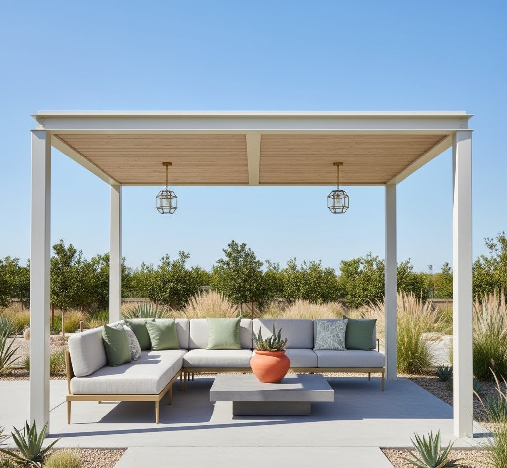 Modern minimalist gazebo with clean lines
